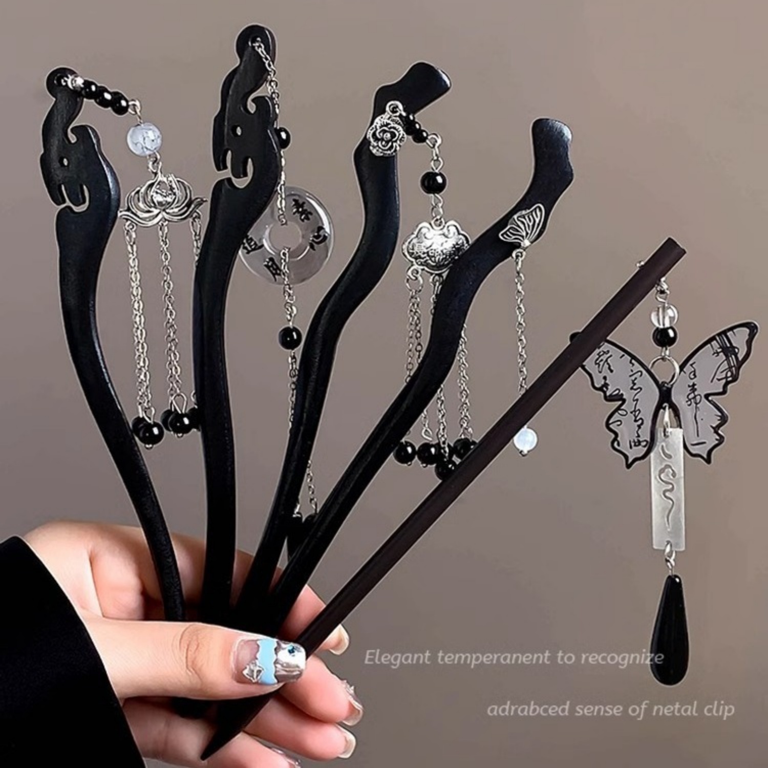 Women Accessories Wholesale - Light Luxury Wooden Tassel Hairpin For