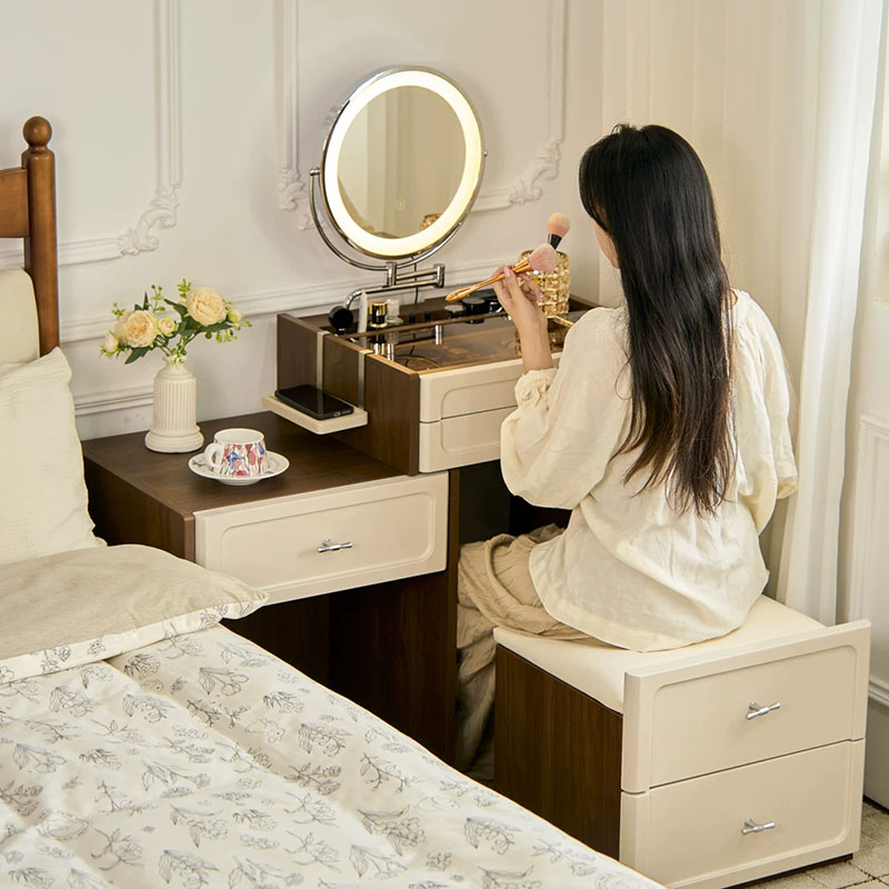 Women Accessories Drawer - Modern Coffee Vanity Table Women Bedroom