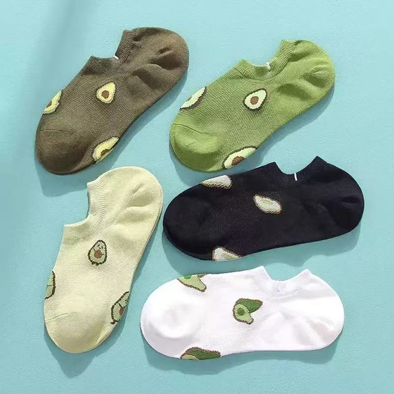 Women'S Ankle Accessories - 5 Pairs Cartoon Avocado Crew Ankle