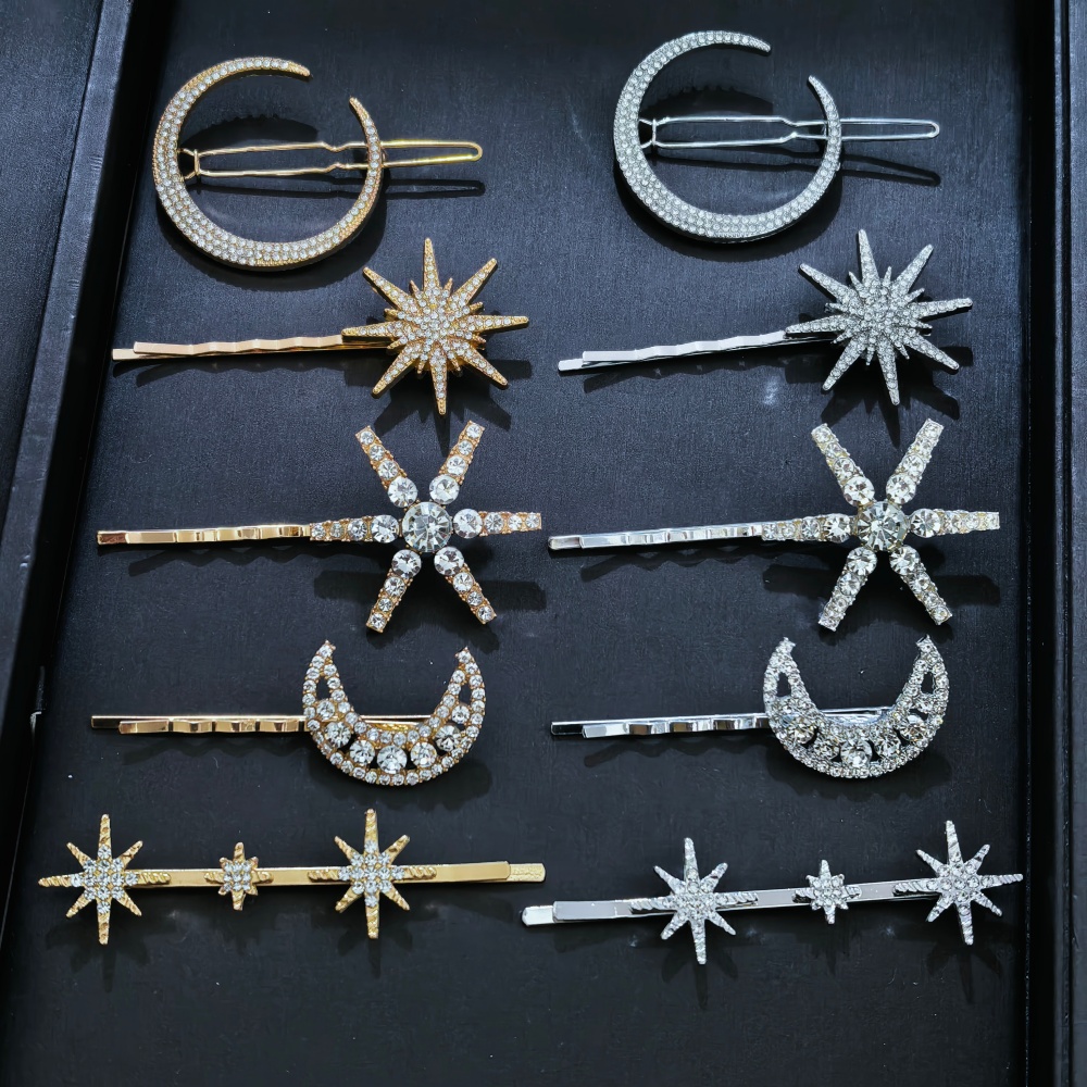 Women Accessories Wholesale - 3/4 pcs set Crystal Star Hairpins