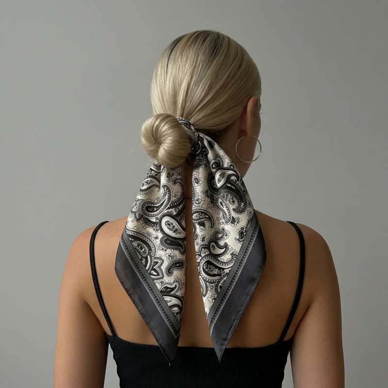 Women'S Accessories For Neck - Luxury Satin Square Scarf Paisley Print