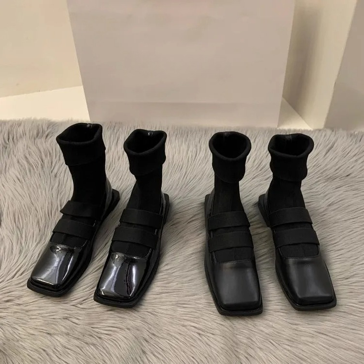 Women'S Ankle Accessories - British style square knitted socks boots