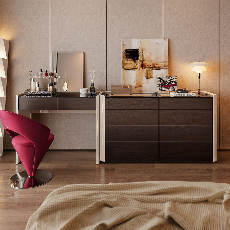 Women Accessories Drawer - Coffee Modern Vanity Table Computer Storage