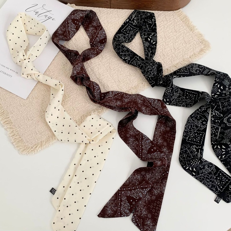 Women'S Accessories For Neck - Long Polka Dot Skinny Scarf for