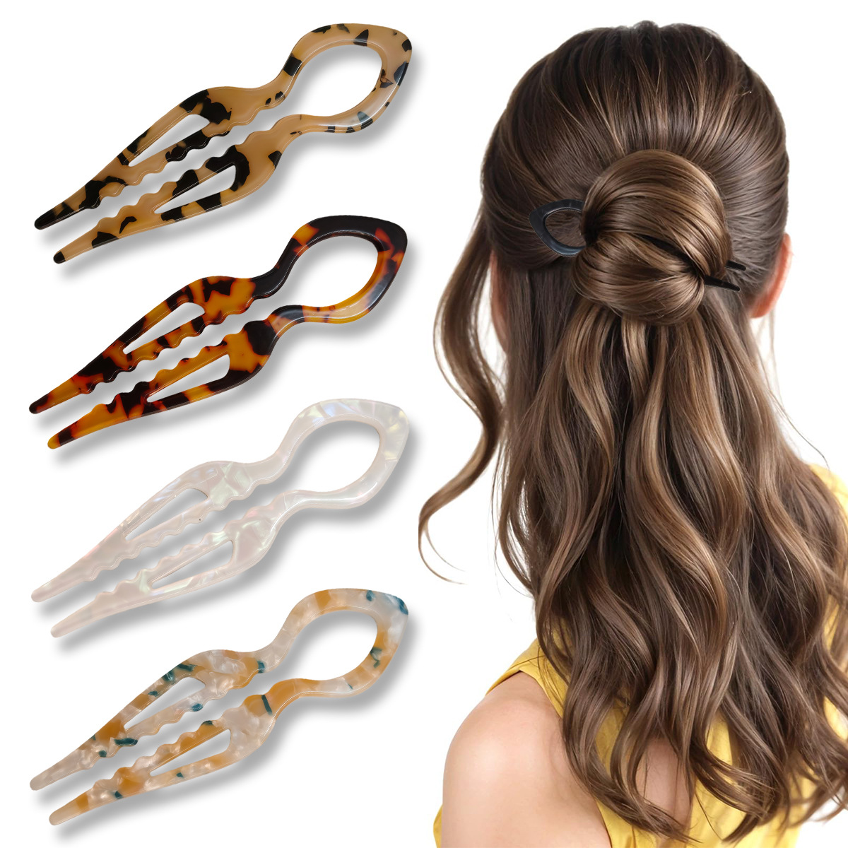 U-Shaped Hair Sticks Tortoises - Women Accessories Wholesale 评论和价格