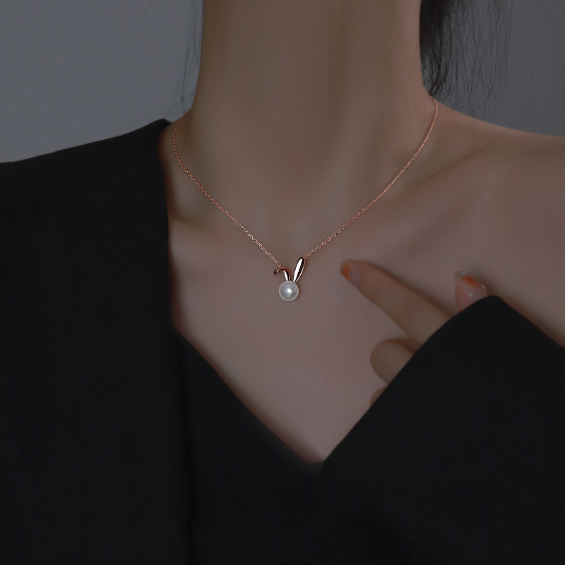 Cute Rabbit Pearl Pendant Neck - Women Accessories Meaning 评论和价格