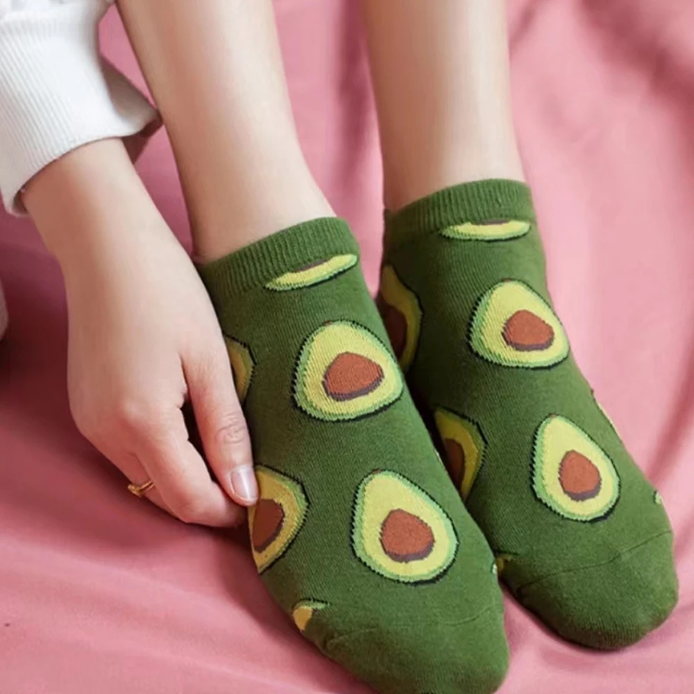 5 Pairs Cartoon Avocado Crew A - Women'S Ankle Accessories 评论和价格