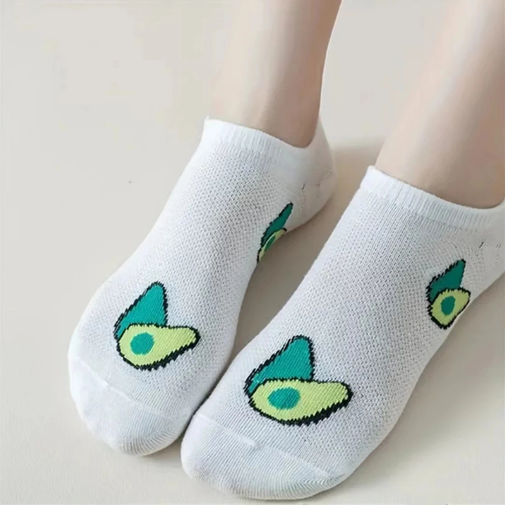 5 Pairs Cartoon Avocado Crew A - Women'S Ankle Accessories 评论和价格