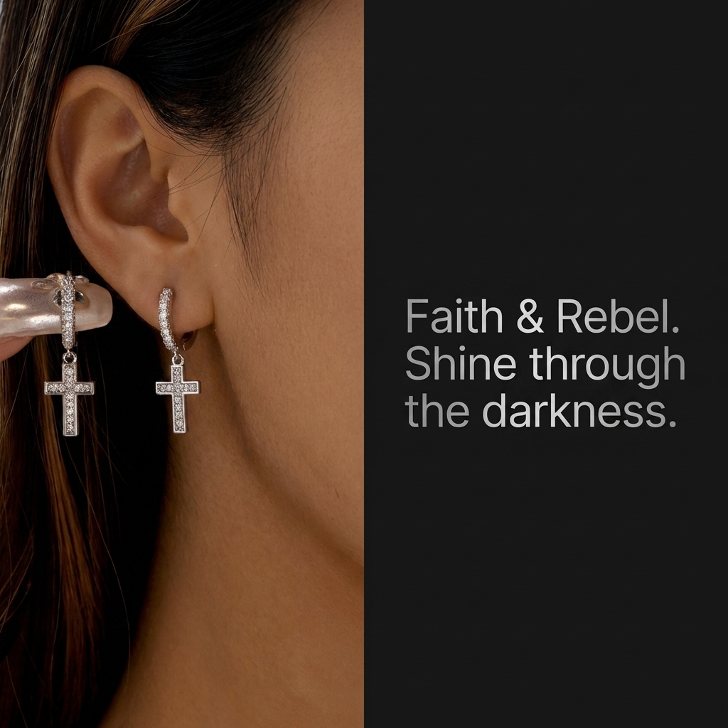 Brilliant CZ Cross Drop Earrin - Women Accessories Meaning 评论和价格